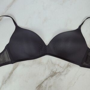 H&M Black Mesh Lightly Lined Wireless Wirefree Bra Bralette, Sz 34C